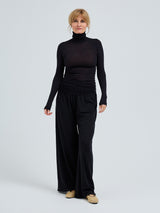 Seamless Basic Nouveau | Bomuld Rullekravebluse Sort