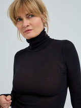 Seamless Basic Nouveau | Bomuld Rullekravebluse Sort
