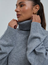 Seamless Basic Roll Neck Jumper | Uld Cashmere Rullekravebluse Ash Melange