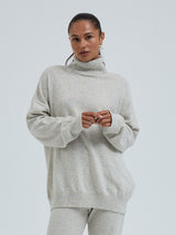 Seamless Basic Roll Neck Jumper | Uld Cashmere Rullekravebluse Ecru Melange