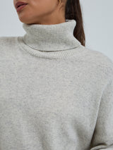 Seamless Basic Roll Neck Jumper | Uld Cashmere Rullekravebluse Ecru Melange