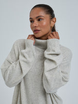 Seamless Basic Roll Neck Jumper | Uld Cashmere Rullekravebluse Ecru Melange