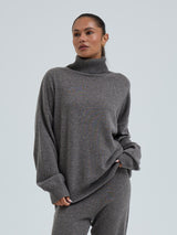 Seamless Basic Roll Neck Jumper | Uld Cashmere Rullekravebluse Heather Mushroom