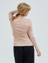Seamless Basic Sheer Roll Neck | Silke Rullekravebluse Rosa Beige