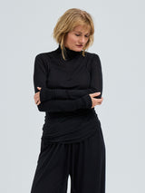 Seamless Basic Sheer Roll Neck | Silke Rullekravebluse Sort