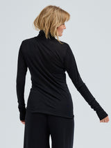 Seamless Basic Sheer Roll Neck | Silke Rullekravebluse Sort