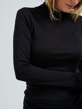 Seamless Basic Sheer Roll Neck | Silke Rullekravebluse Sort