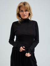 Seamless Basic Sheer Roll Neck | Silke Rullekravebluse Sort