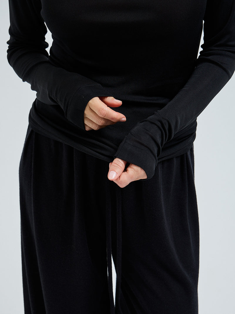 Seamless Basic Sheer Roll Neck | Silke Rullekravebluse Sort