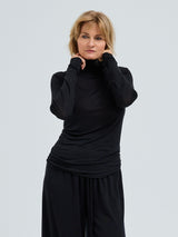 Seamless Basic Sheer Roll Neck | Silke Rullekravebluse Sort