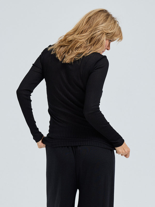 Seamless Basic Silky Alma | Silke L/S T-Shirt Sort