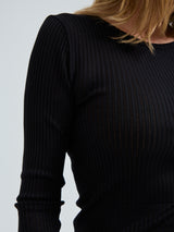 Seamless Basic Silky Alma | Silke L/S T-Shirt Sort