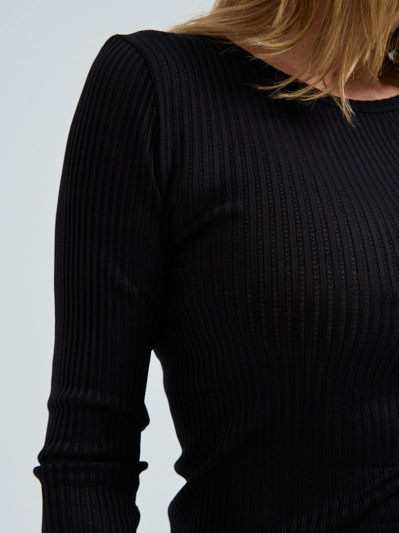 Seamless Basic Silky Alma | Silke L/S T-Shirt Sort