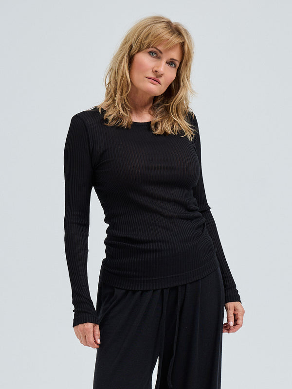 Seamless Basic Silky Alma | Silke L/S T-Shirt Sort