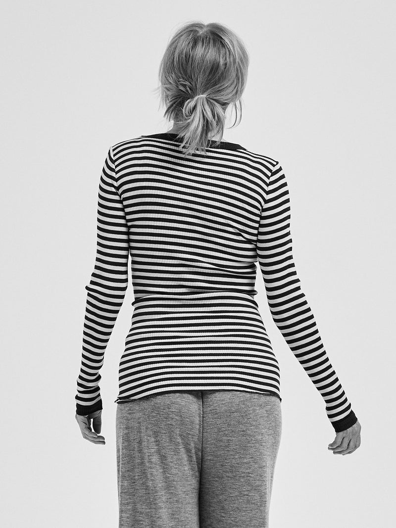 Seamless Basic Silky Fiore | Silke Bluse Navy/Off-white