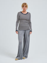 Seamless Basic Silky Fiore | Silke Bluse Navy/beige