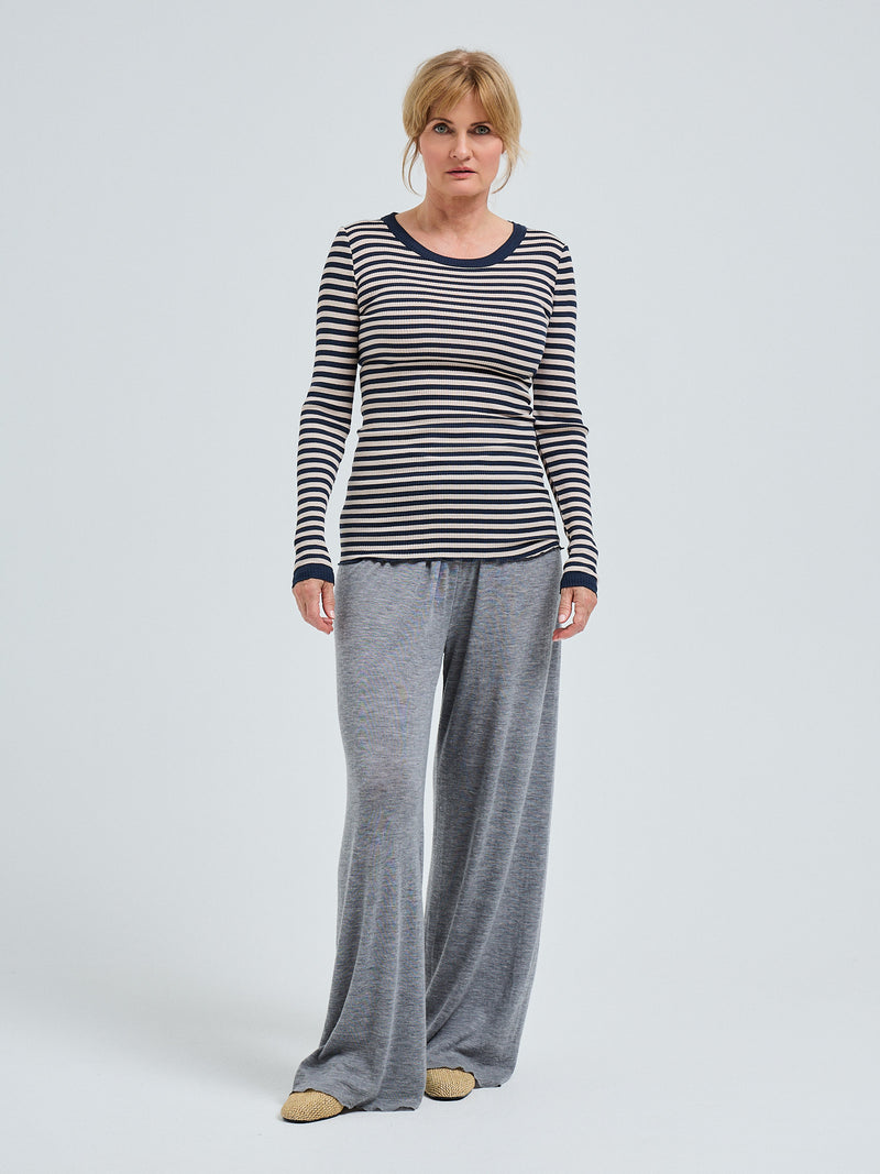 Seamless Basic Silky Fiore | Silke Bluse Navy/beige