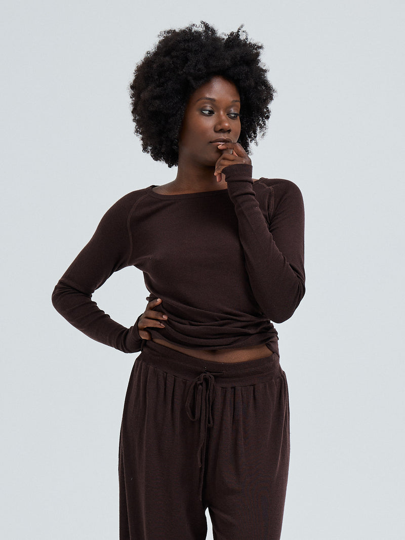 Seamless Basic Woolen Barbera | Merinould Bukser Dark Brown