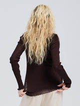 Seamless Basic Woolen Cardigan | Merinould Cardigan Dark Brown