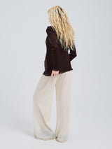 Seamless Basic Woolen Cardigan | Merinould Cardigan Dark Brown