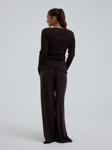 Seamless Basic Woolen Cardigan | Merinould Cardigan Dark Brown