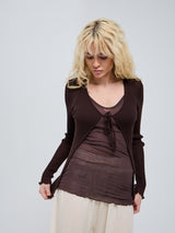 Seamless Basic Woolen Cardigan | Merinould Cardigan Dark Brown