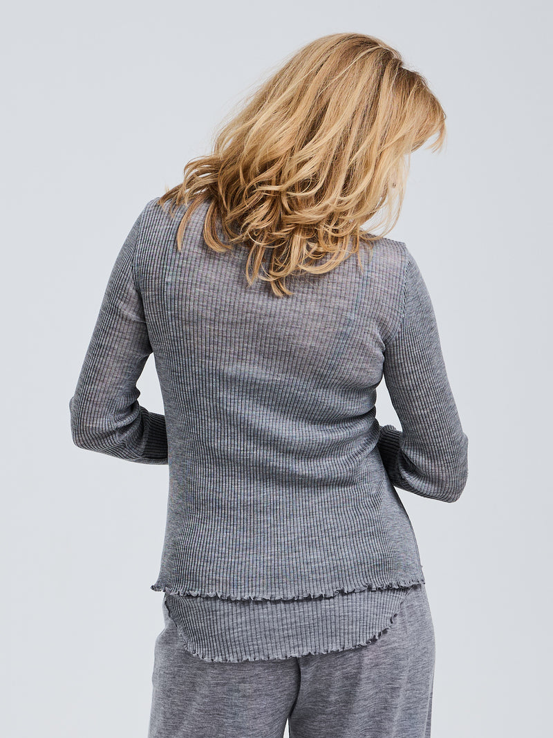 Seamless Basic Woolen Cardigan | Merinould Cardigan Gråmelange