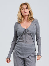 Seamless Basic Woolen Cardigan | Merinould Cardigan Gråmelange