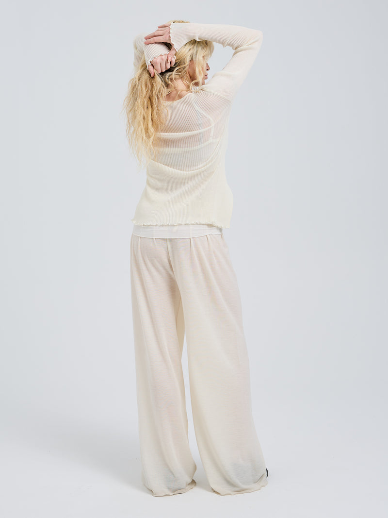 Seamless Basic Woolen Cardigan | Merinould Cardigan Off-white