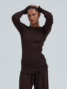 Woolen Classic Blouse | Merinould - Dark Brown