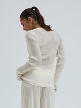 Seamless Basic Woolen Classic Blouse | Merinould L/S T-Shirt Off-white
