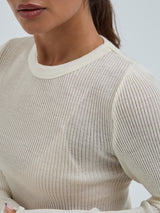 Seamless Basic Woolen Classic Blouse | Merinould L/S T-Shirt Off-white