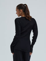 Seamless Basic Woolen Classic Blouse | Merinould L/S T-Shirt Sort