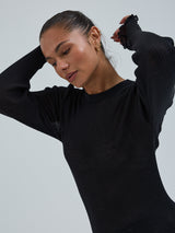 Seamless Basic Woolen Classic Blouse | Merinould L/S T-Shirt Sort