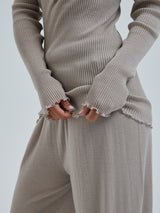 Seamless Basic Woolen Classic Polo | Merinould L/S T-Shirt Beige
