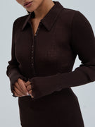 Woolen Classic Polo | Merinould - Dark Brown