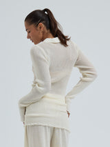 Seamless Basic Woolen Classic Polo | Merinould L/S T-Shirt Off-white