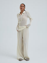Seamless Basic Woolen Classic Polo | Merinould L/S T-Shirt Off-white