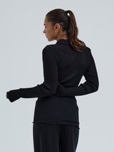 Seamless Basic Woolen Classic Polo | Merinould L/S T-Shirt Sort
