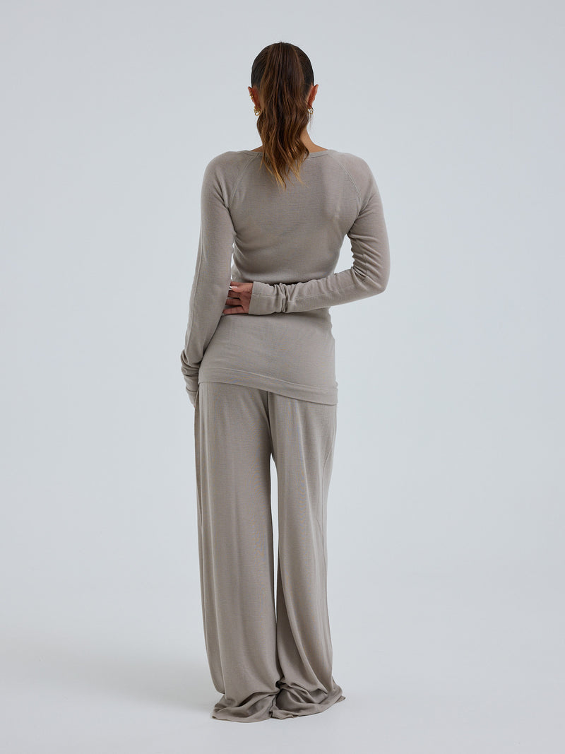 Seamless Basic Woolen Jade | Merinould L/S T-Shirt Beige