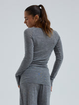 Seamless Basic Woolen Jade | Merinould L/S T-Shirt Gråmelange