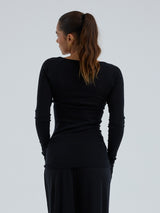 Seamless Basic Woolen Jade | Merinould L/S T-Shirt Sort