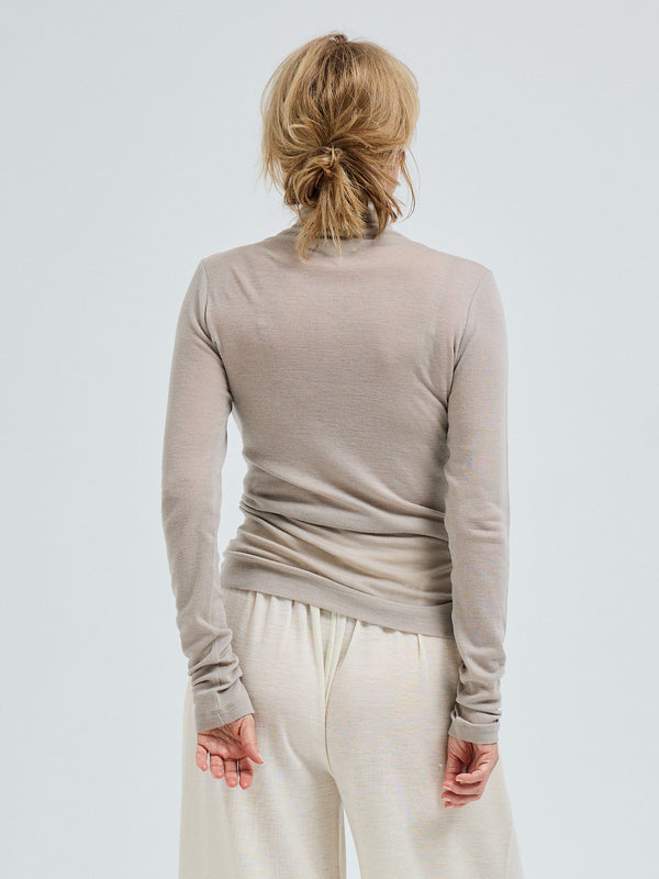 Seamless Basic Woolen Lola | Merinould Rullekravebluse Beige
