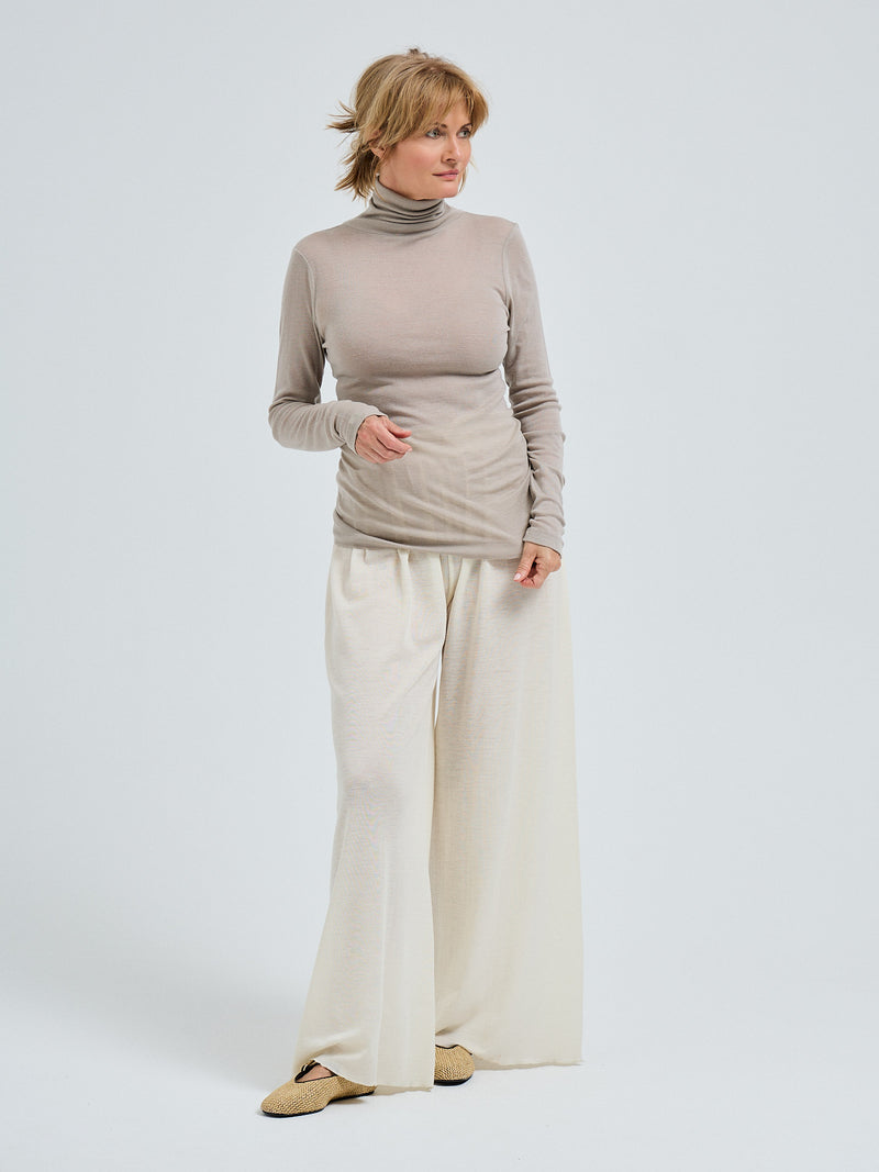 Seamless Basic Woolen Lola | Merinould Rullekravebluse Beige