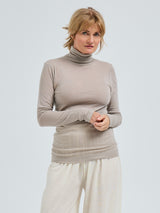 Seamless Basic Woolen Lola | Merinould Rullekravebluse Beige
