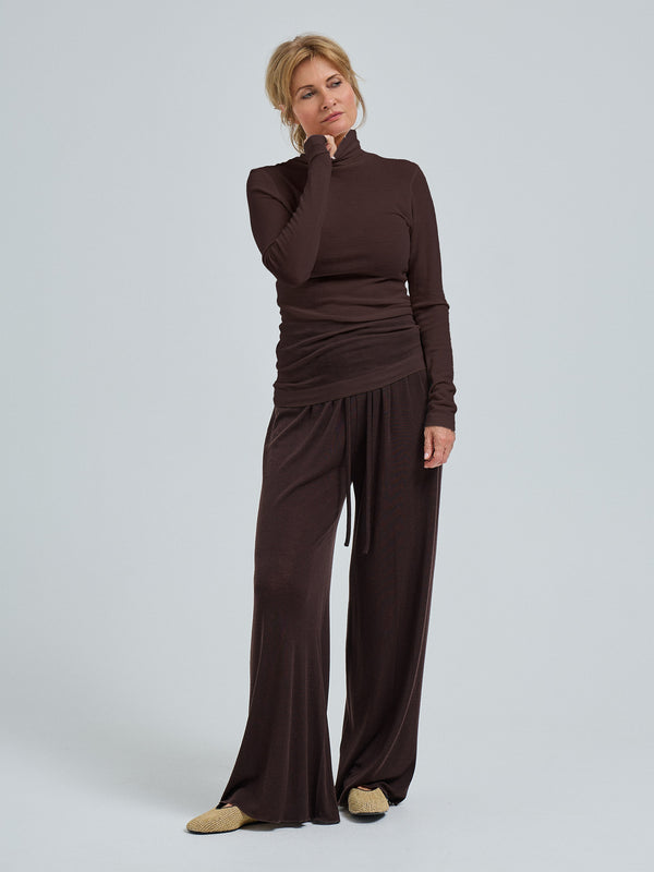 Seamless Basic Woolen Lola | Merinould Rullekravebluse Dark Brown