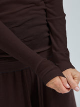 Seamless Basic Woolen Lola | Merinould Rullekravebluse Dark Brown