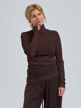 Seamless Basic Woolen Lola | Merinould Rullekravebluse Dark Brown