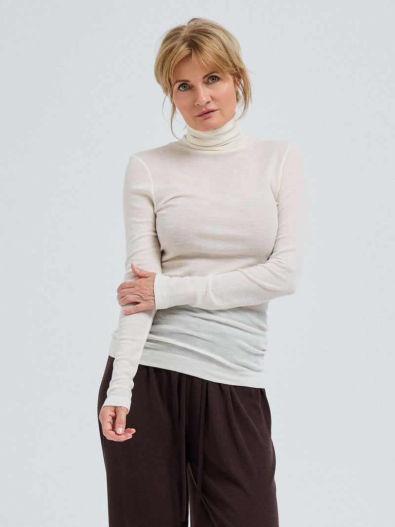 Seamless Basic Woolen Lola | Merinould Rullekravebluse Off-white