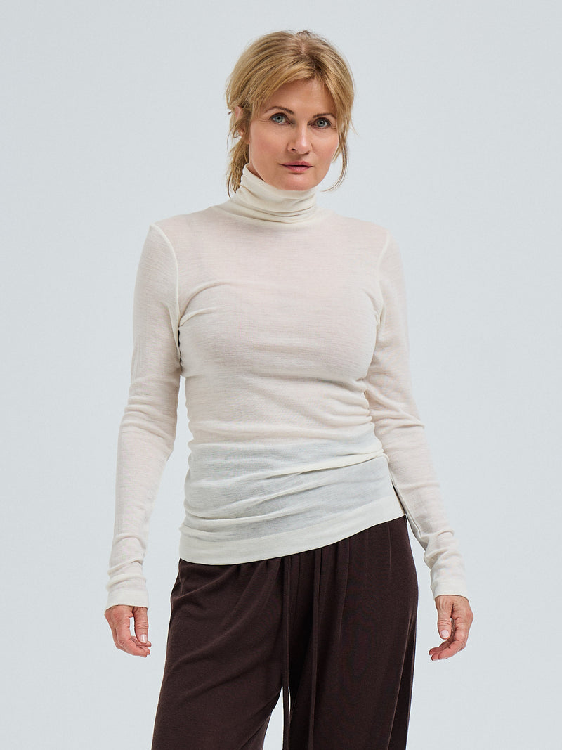 Seamless Basic Woolen Lola | Merinould Rullekravebluse Off-white